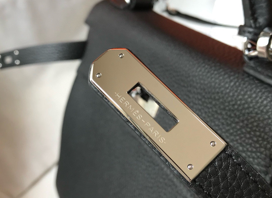 HM KELLY 28CM NOIR TOGO QUINCAILLERIE ARGENTÉE