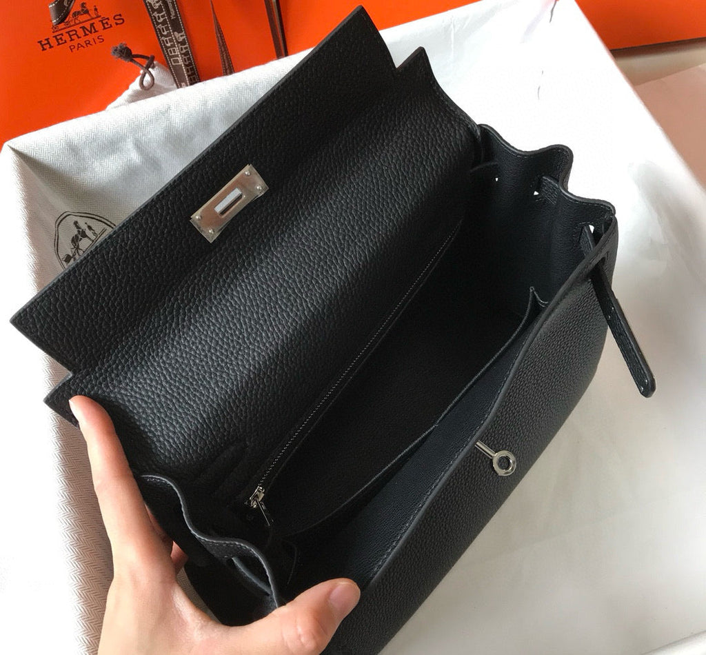 HM KELLY 28CM NOIR TOGO QUINCAILLERIE ARGENTÉE