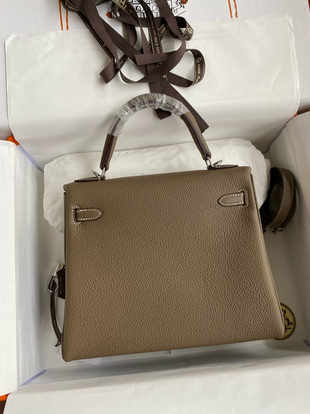 HM ケリー 28cm ブラウン トーゴ シルバー金具