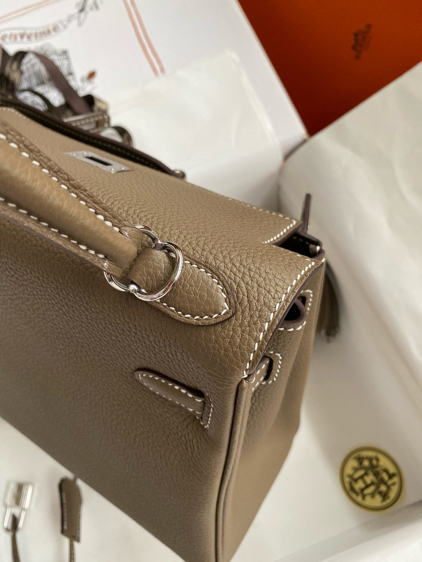 HM ケリー 28cm ブラウン トーゴ シルバー金具