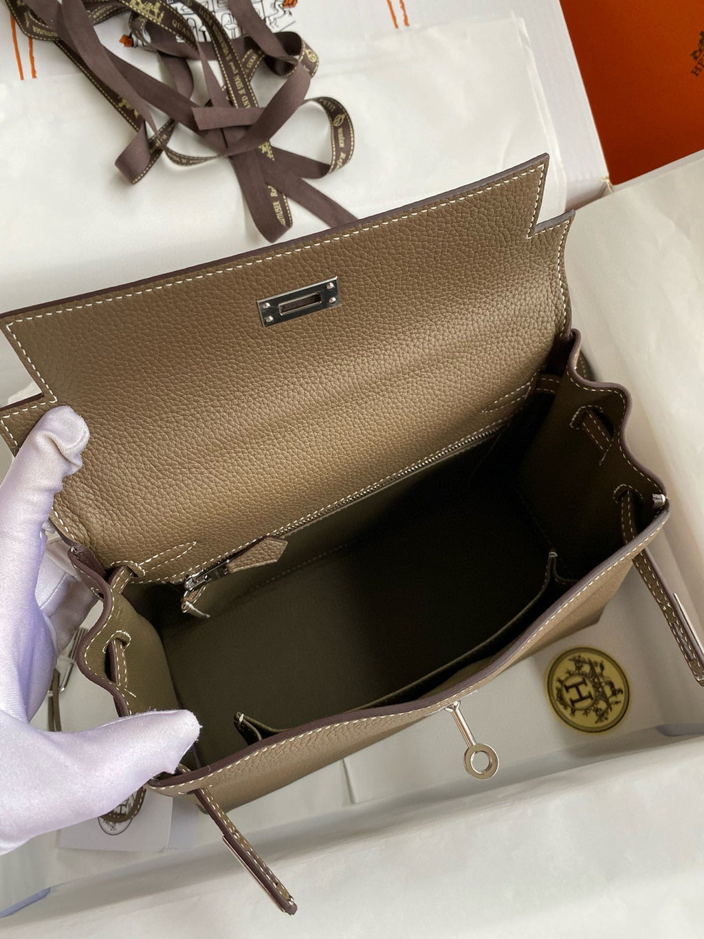 HM ケリー 28cm ブラウン トーゴ シルバー金具