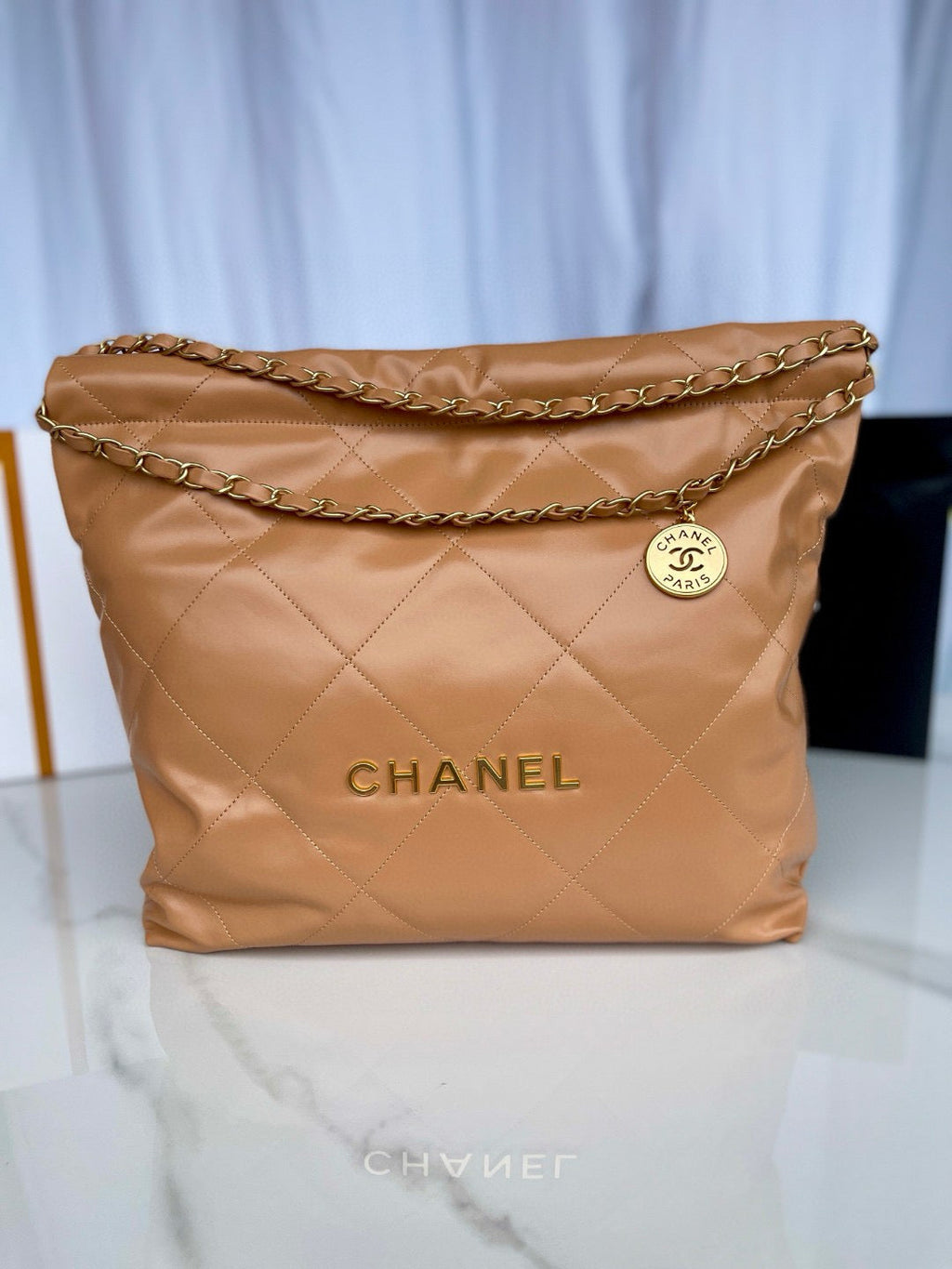 CC 22 HOBO BROWN CALFSKIN GOLD HARDWARE