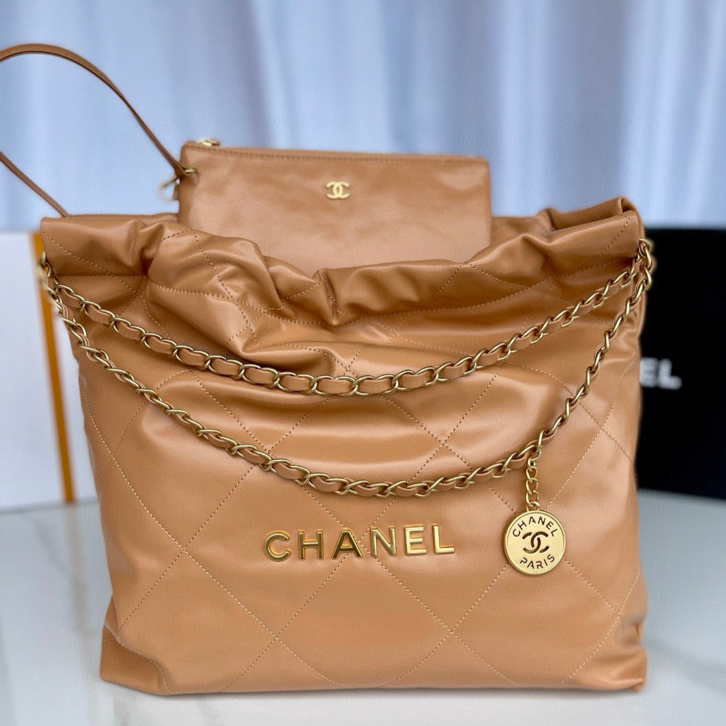 CC 22 HOBO BROWN CALFSKIN GOLD HARDWARE
