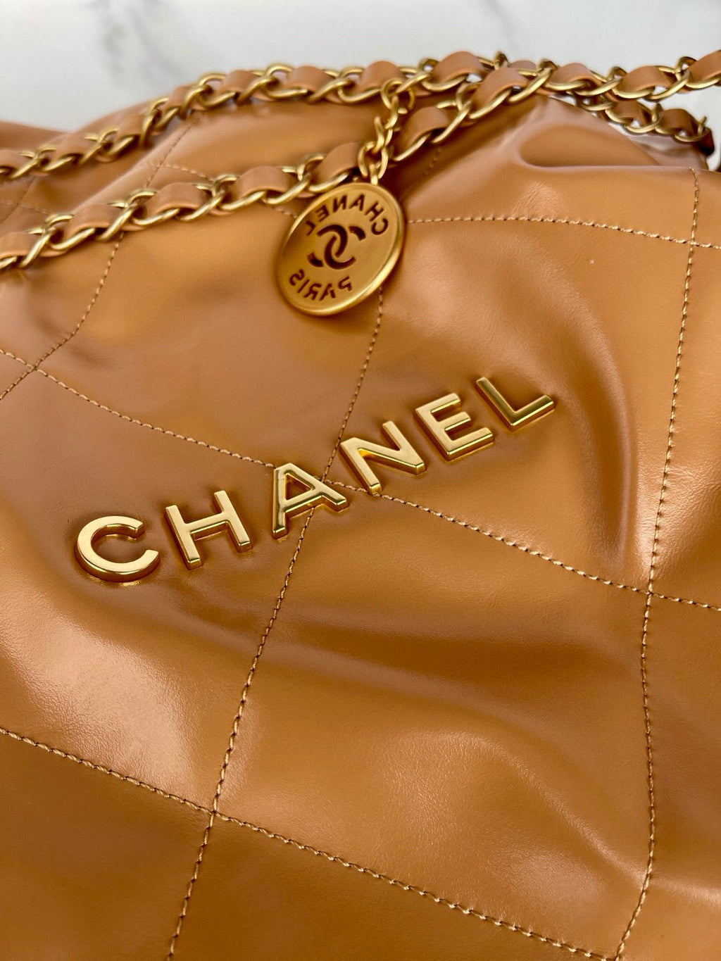 CC 22 HOBO BROWN CALFSKIN GOLD HARDWARE