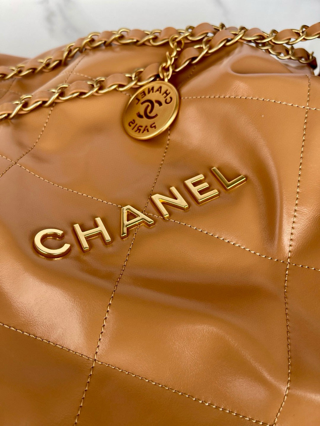 CC 22 HOBO BROWN CALFSKIN GOLD HARDWARE