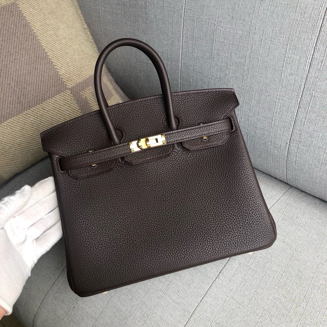 HM BIRKIN 25CM CAFÉ TOGO CUIR QUINCAILLERIE DORÉ