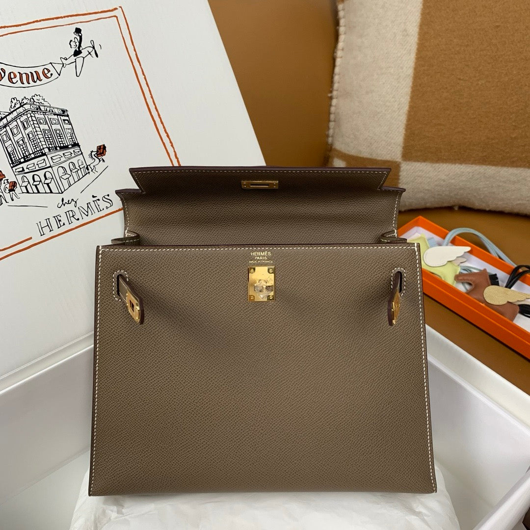 HM KELLY 28CM ÉTOUPÉE EPSOM QUINCAILLERIE DORÉ