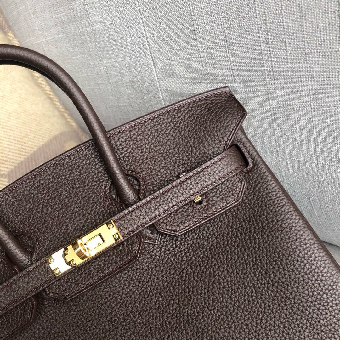 HM BIRKIN 25CM CAFÉ TOGO CUIR QUINCAILLERIE DORÉ