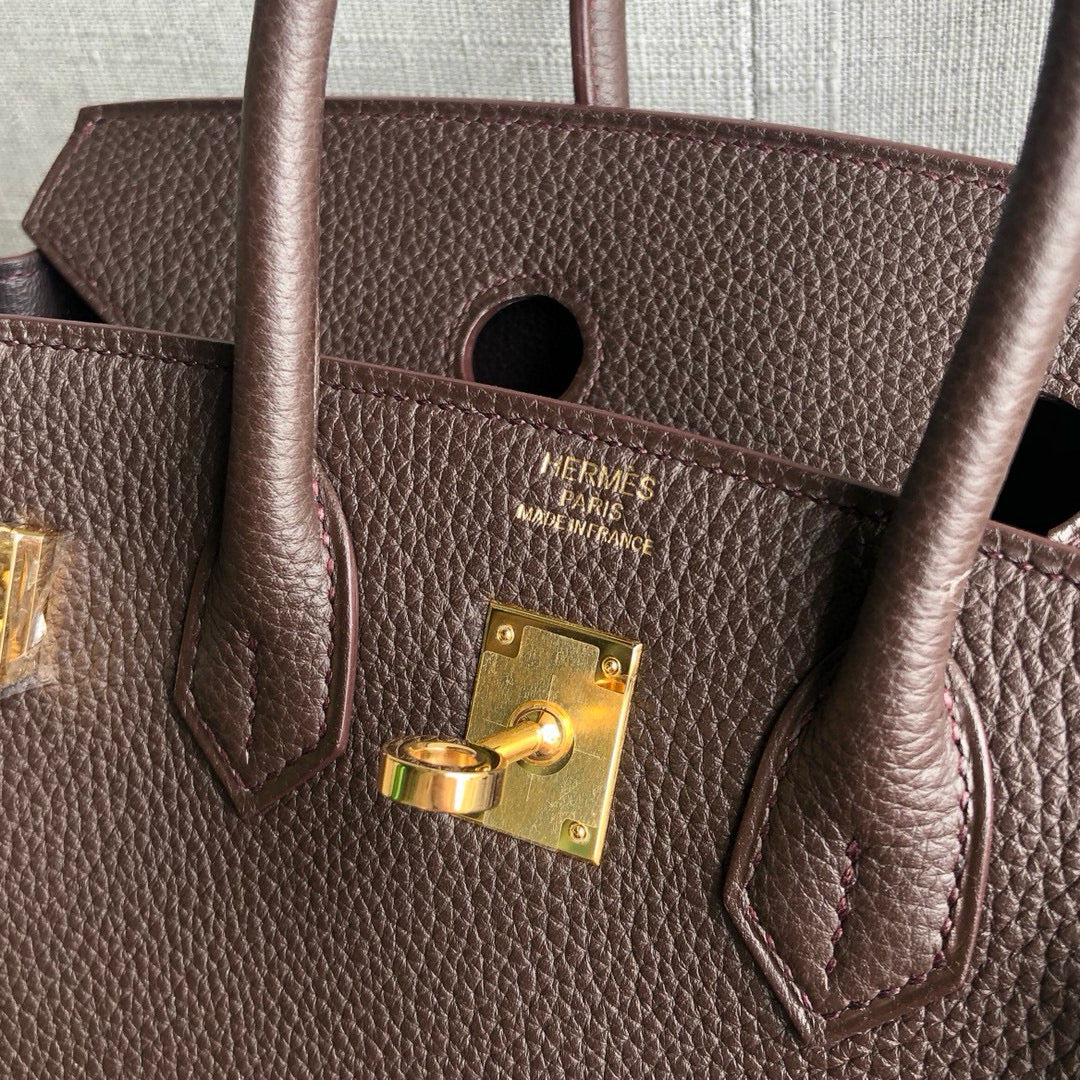 HM BIRKIN 25CM CAFÉ TOGO CUIR QUINCAILLERIE DORÉ