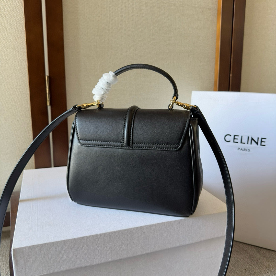 MINI SAC 16 18CM EN CUIR DE VEAU SATINÉ NOIR