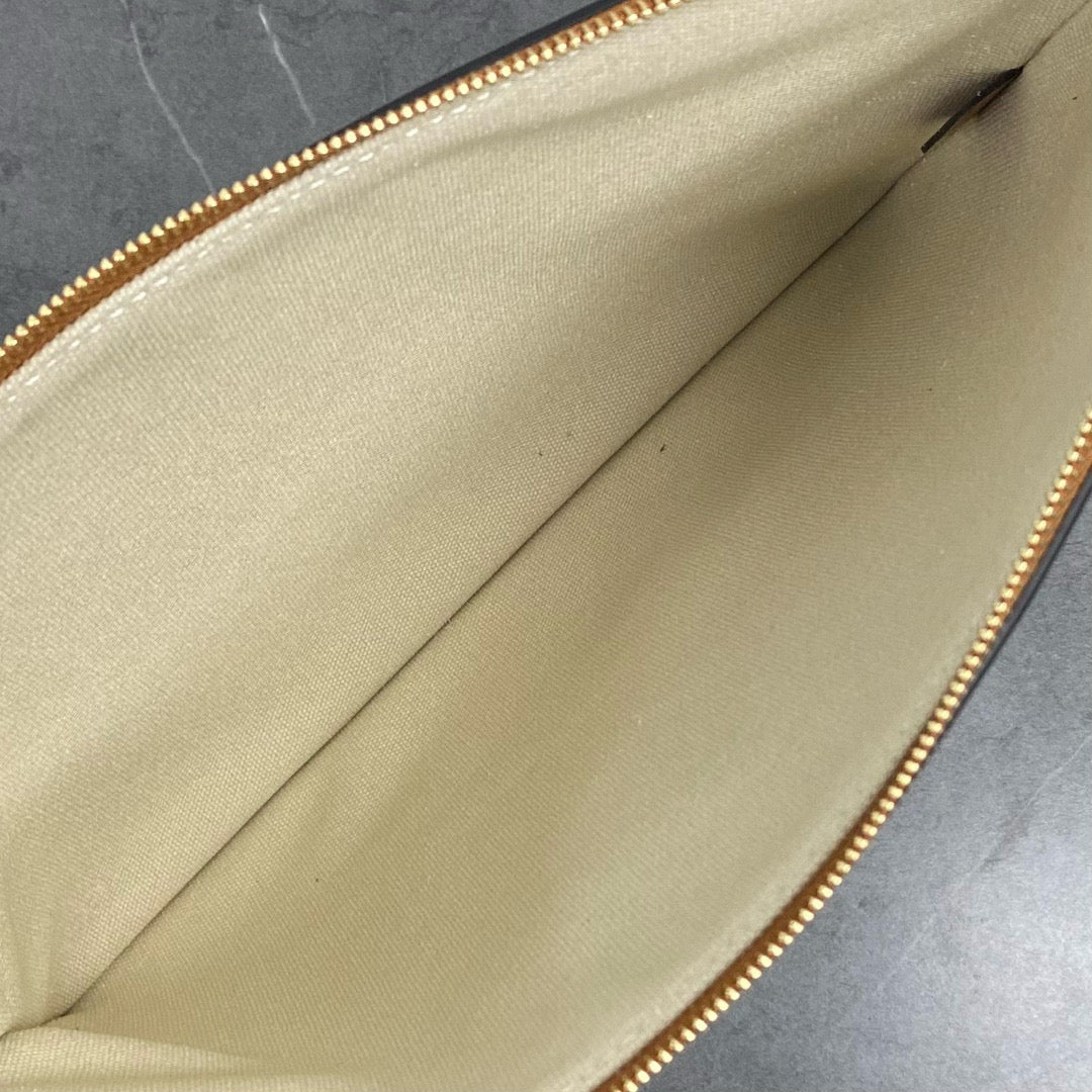 SMALL POUCH WITH STRAP 24CM BEIGE TEXTILE TAN CALFSKIN