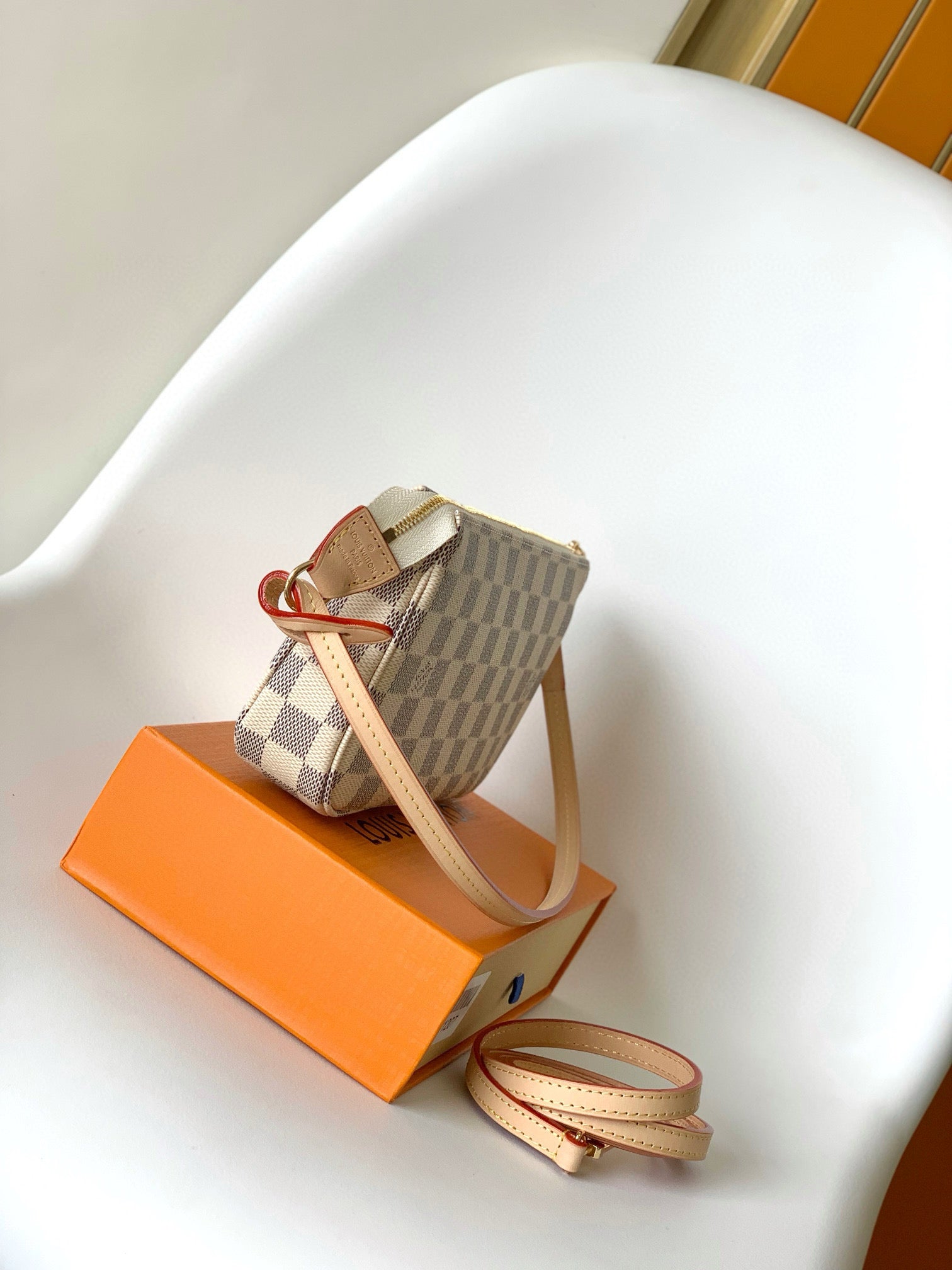 POCHETTE ACCESSOIRES 23CM TOILE DAMIER AZUR BEIGE