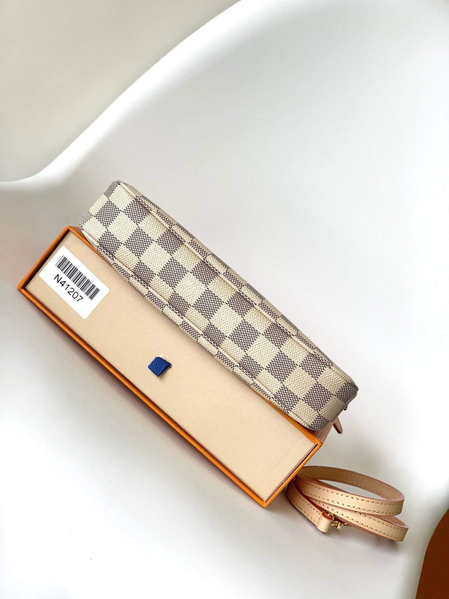 POCHETTE ACCESSOIRES 23CM TOILE DAMIER AZUR BEIGE