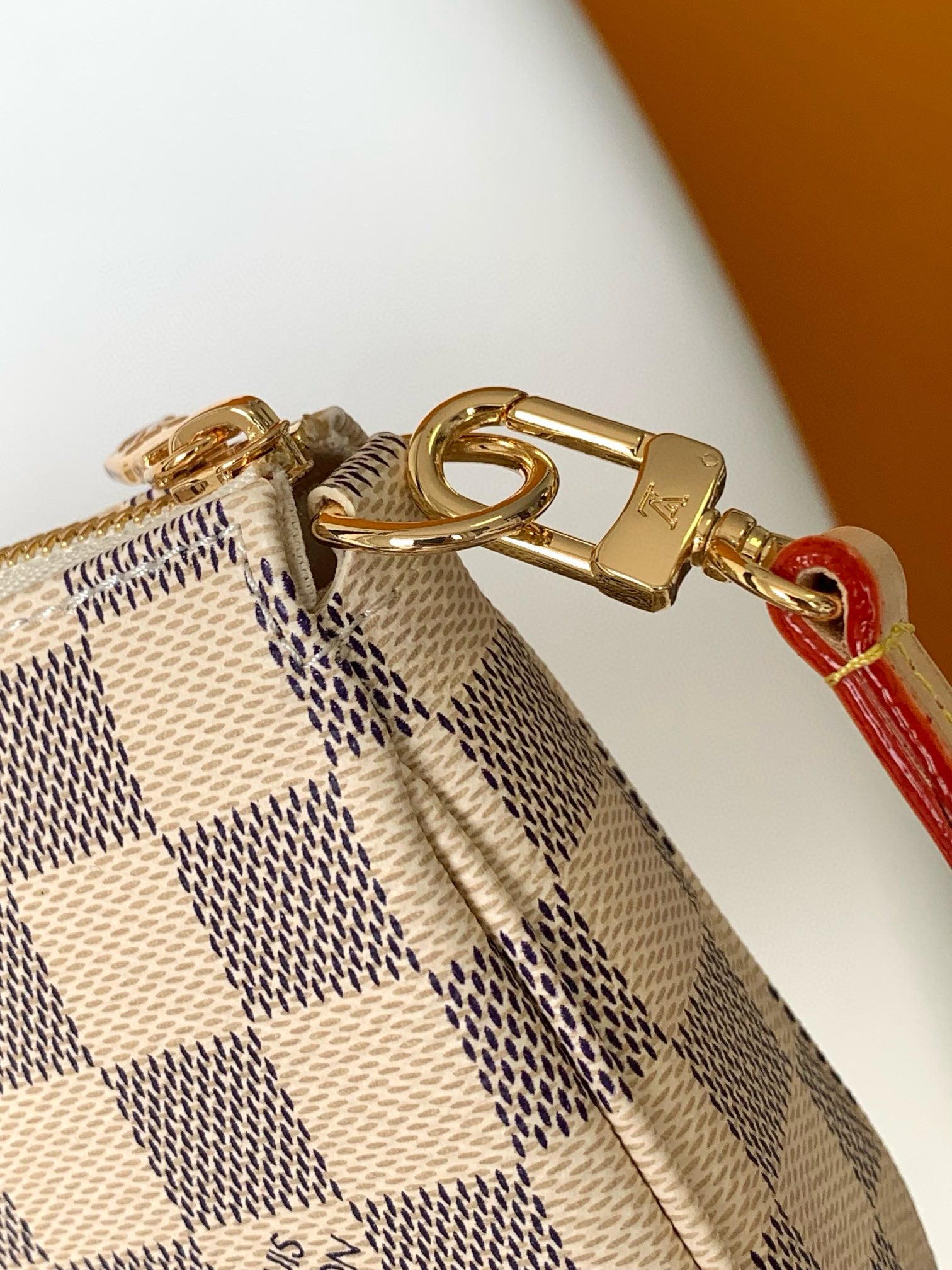 POCHETTE ACCESSOIRES 23CM TOILE DAMIER AZUR BEIGE