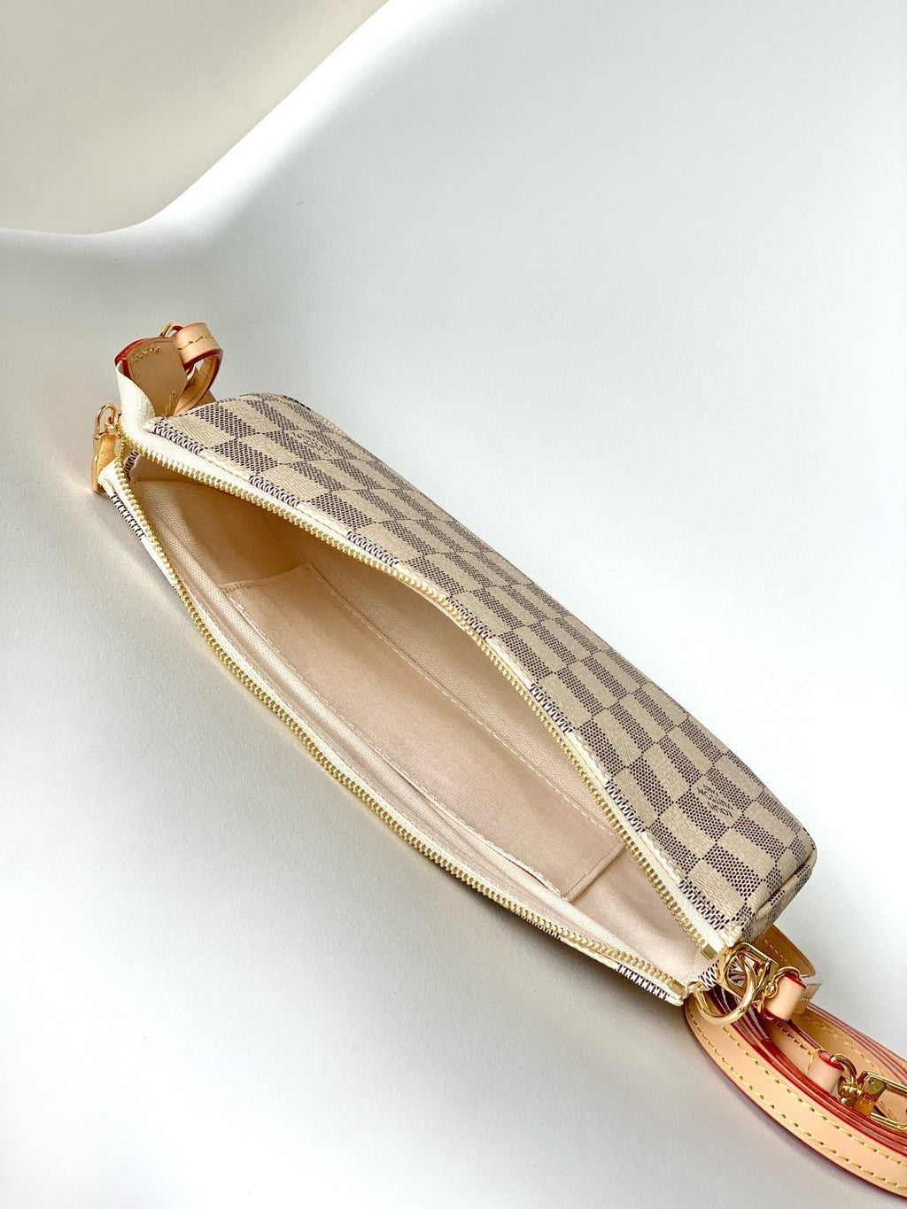 POCHETTE ACCESSOIRES 23CM TOILE DAMIER AZUR BEIGE