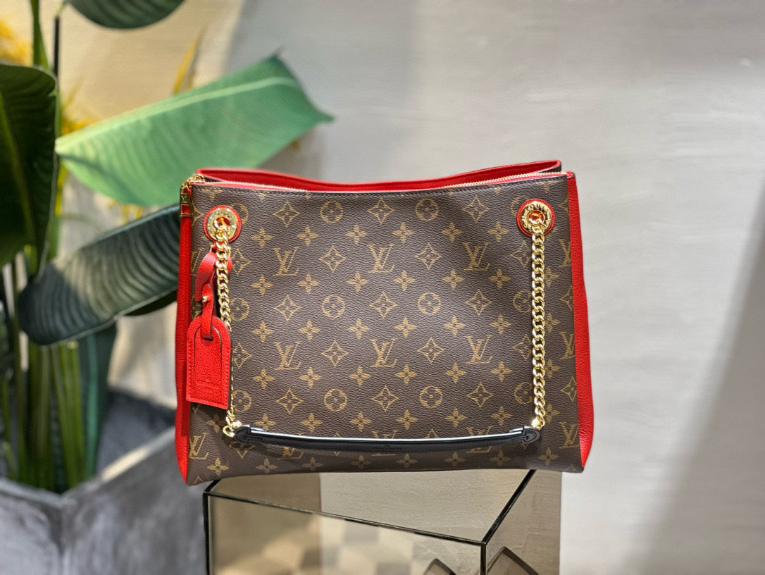 SURENE MM 36CM TOILE MONOGRAMME MARRON ROUGE 