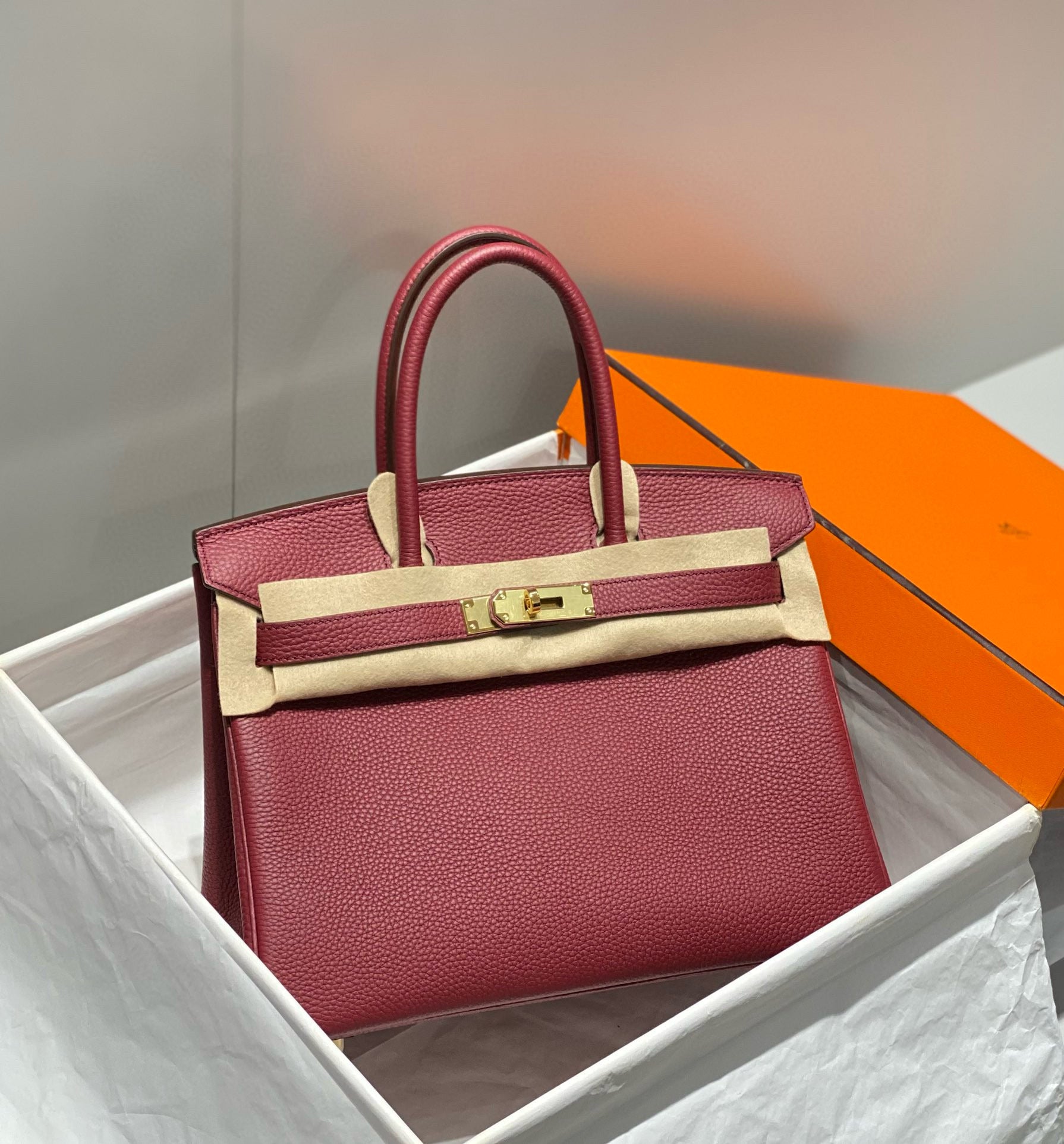HM BIRKIN 25CM ROUGE H TOGO CUIR QUINCAILLERIE DORÉ