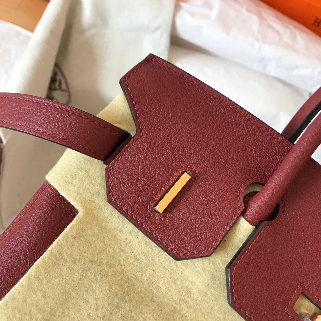 HM BIRKIN 25CM CUIR TOGO VIN ROUGE QUINCAILLERIE DORÉ