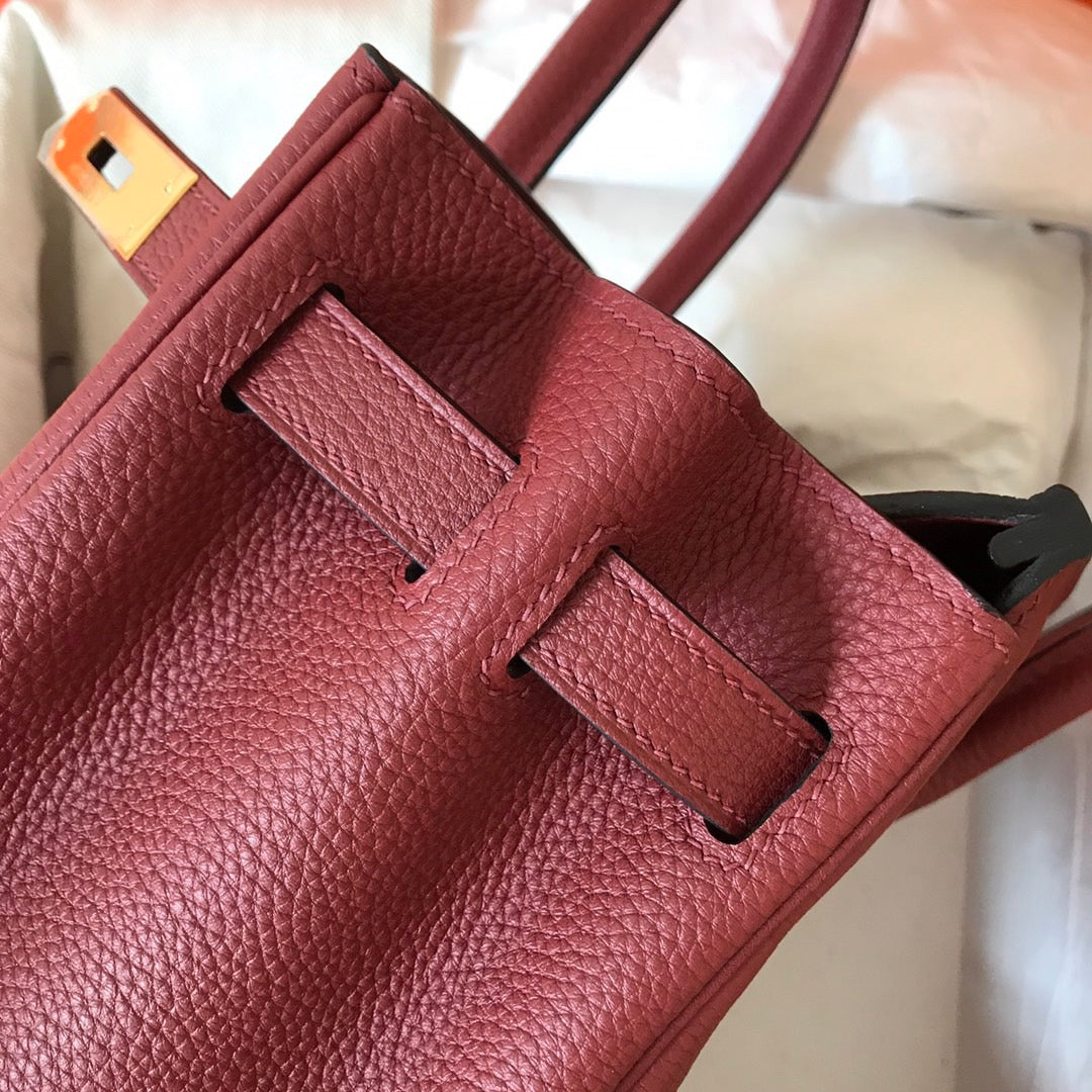 HM BIRKIN 25CM CUIR TOGO VIN ROUGE QUINCAILLERIE DORÉ