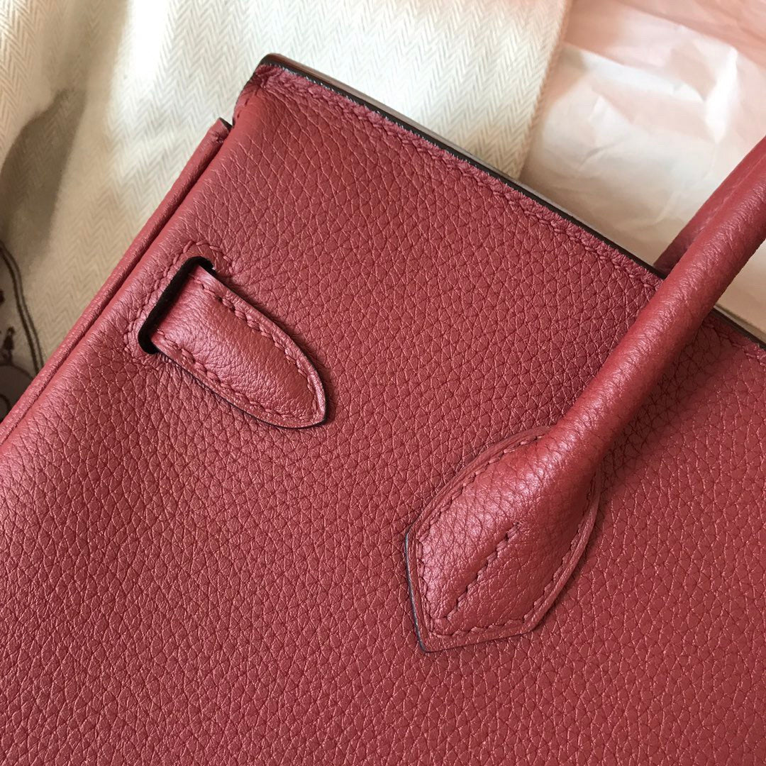 HM BIRKIN 25CM CUIR TOGO VIN ROUGE QUINCAILLERIE DORÉ