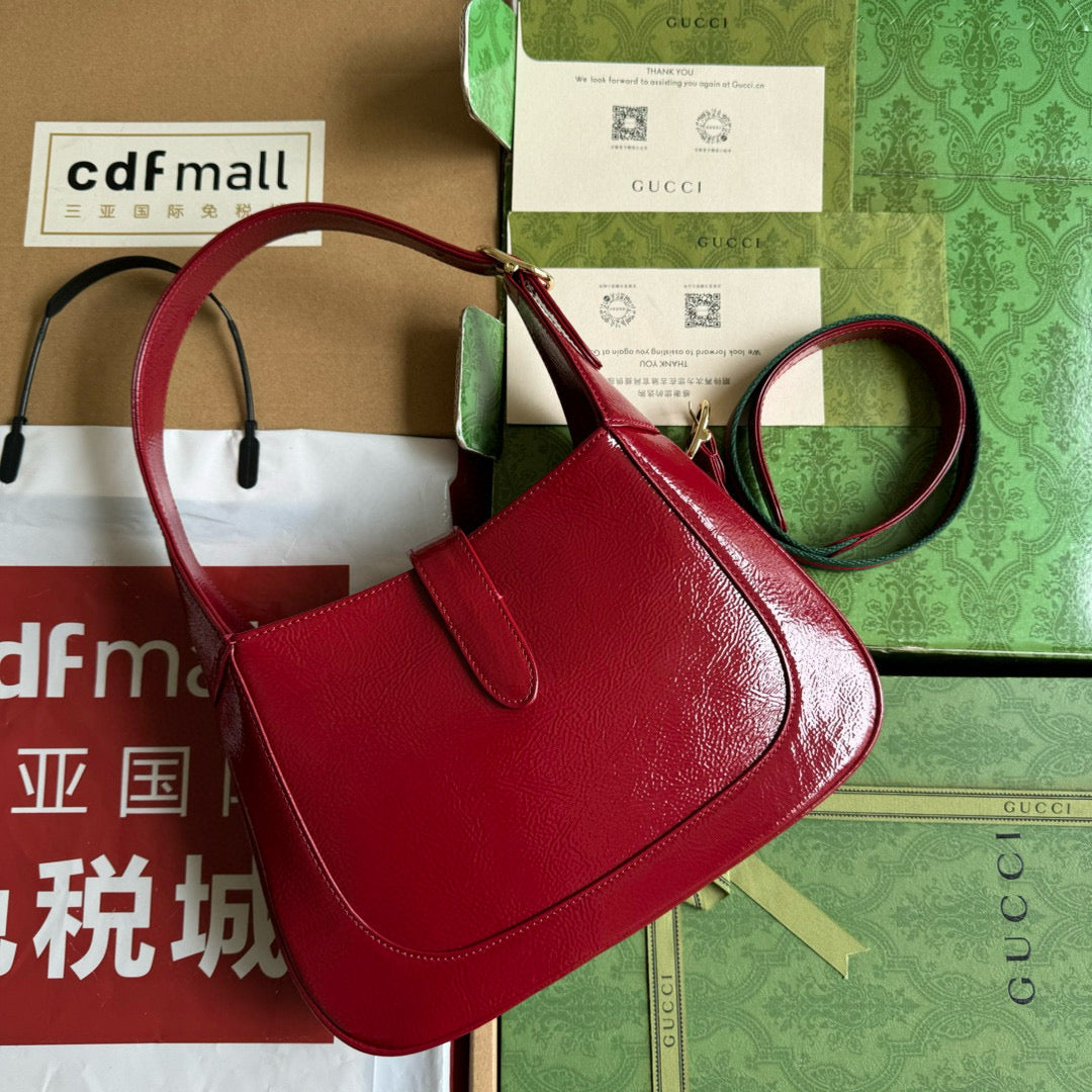 SAC À BANDOULIÈRE GG JACKIE MINI 19 EN CUIR DE VEAU ROUGE FONCÉ