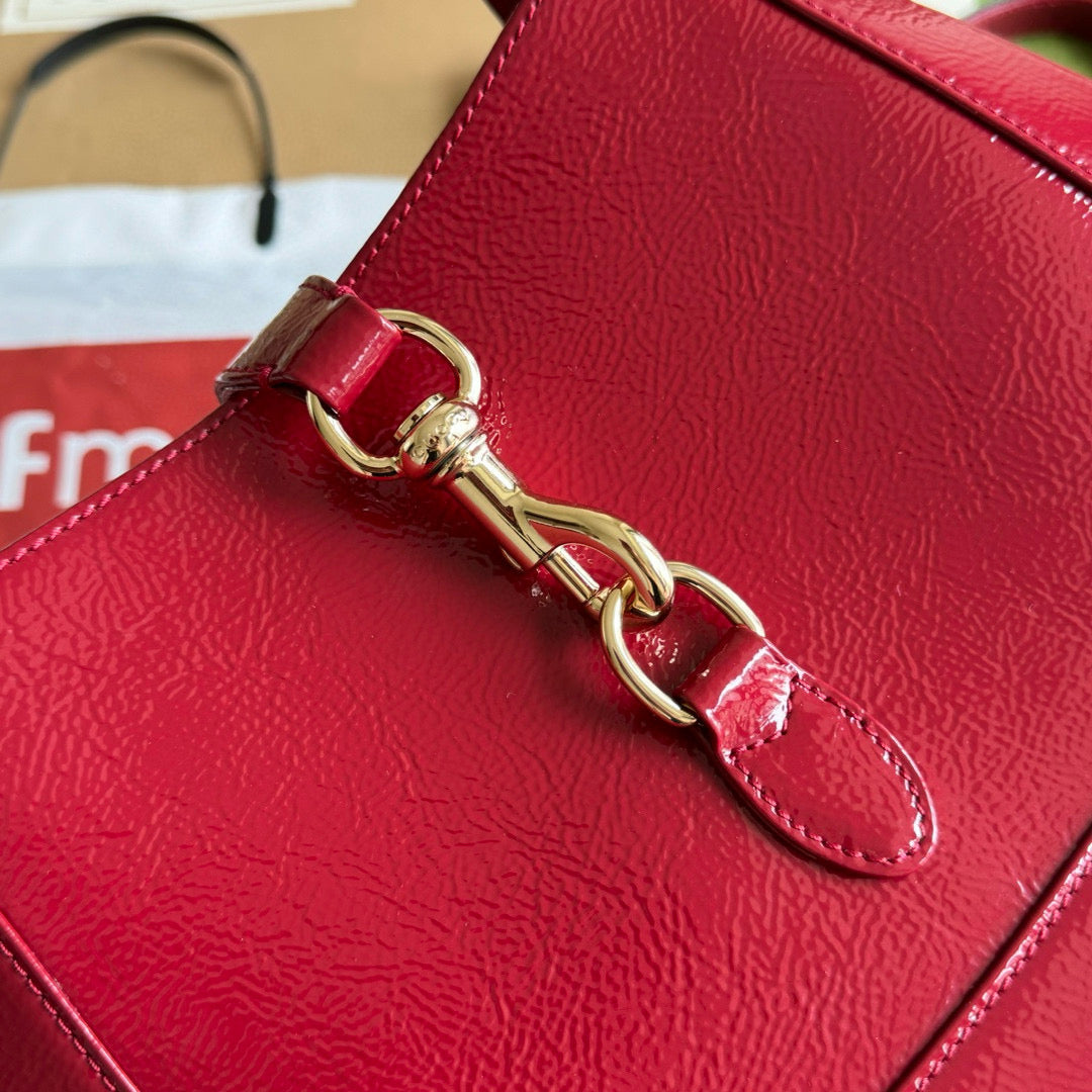 SAC À BANDOULIÈRE GG JACKIE MINI 19 EN CUIR DE VEAU ROUGE FONCÉ