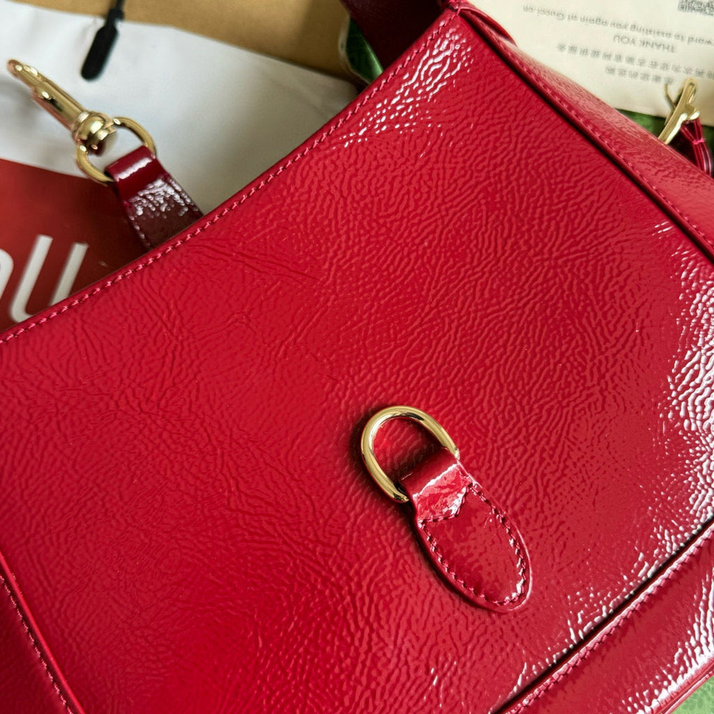 SAC À BANDOULIÈRE GG JACKIE MINI 19 EN CUIR DE VEAU ROUGE FONCÉ