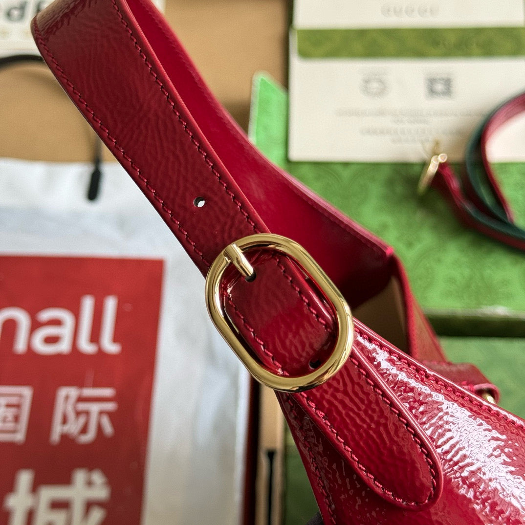 SAC À BANDOULIÈRE GG JACKIE MINI 19 EN CUIR DE VEAU ROUGE FONCÉ