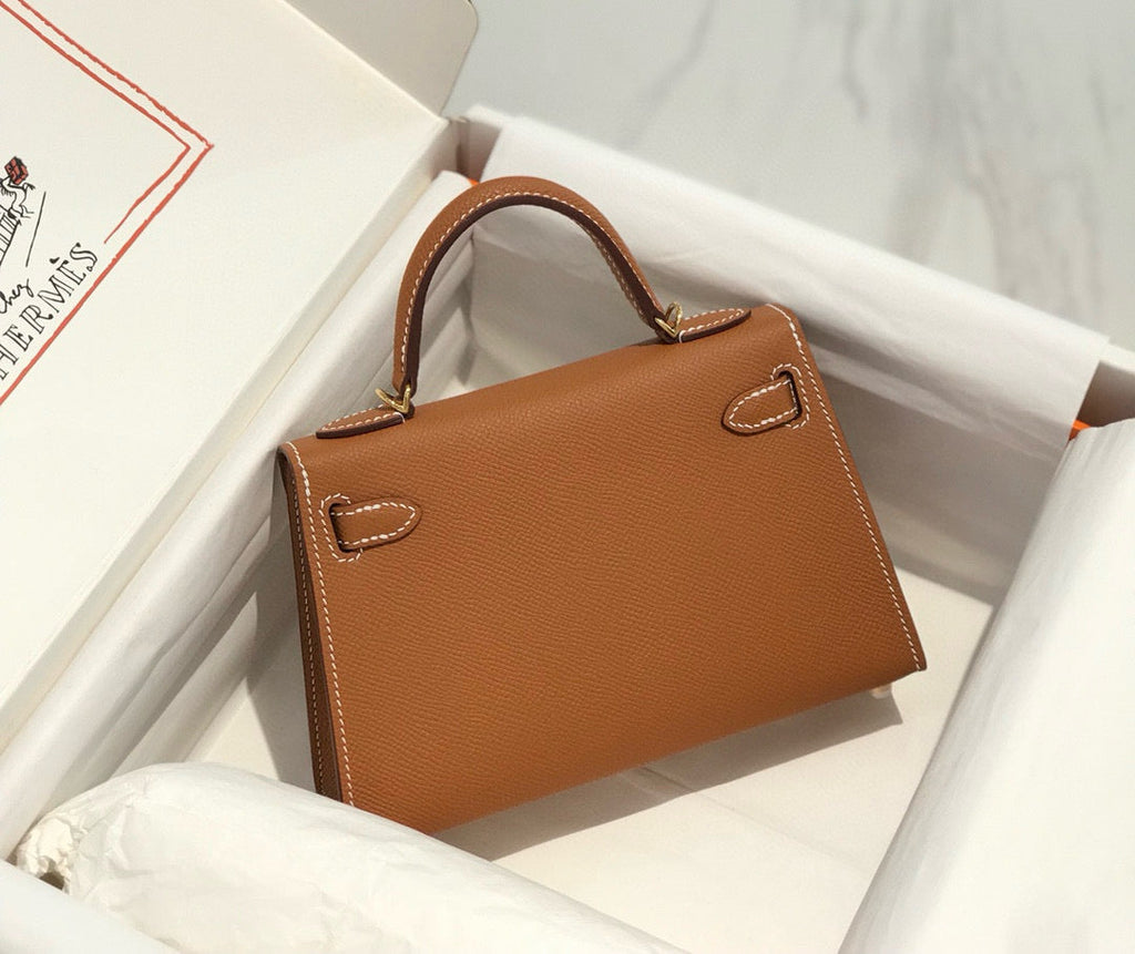 HM KELLY MINI 20 EPSOM MARRON DORÉ QUINCAILLERIE OR