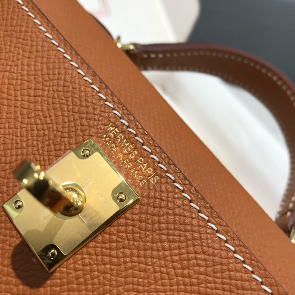 HM KELLY MINI 20 EPSOM MARRON DORÉ QUINCAILLERIE OR