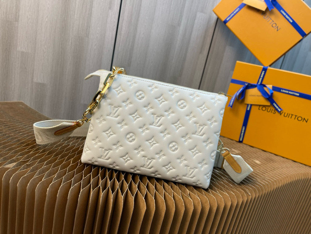 COUSSIN PM 26CM CREAM MONOGRAM EMPREINTE CALFSKIN