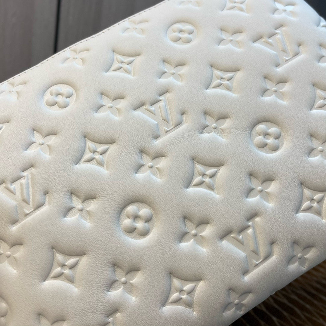 COUSSIN PM 26CM CREAM MONOGRAM EMPREINTE CALFSKIN