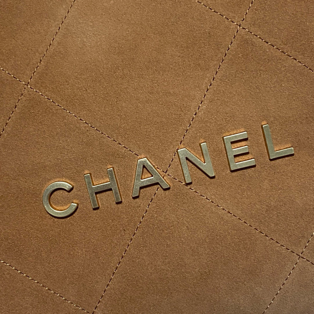 CC 22 BAG 35CM BROWN WHITE SHEARLING LAMBSKIN