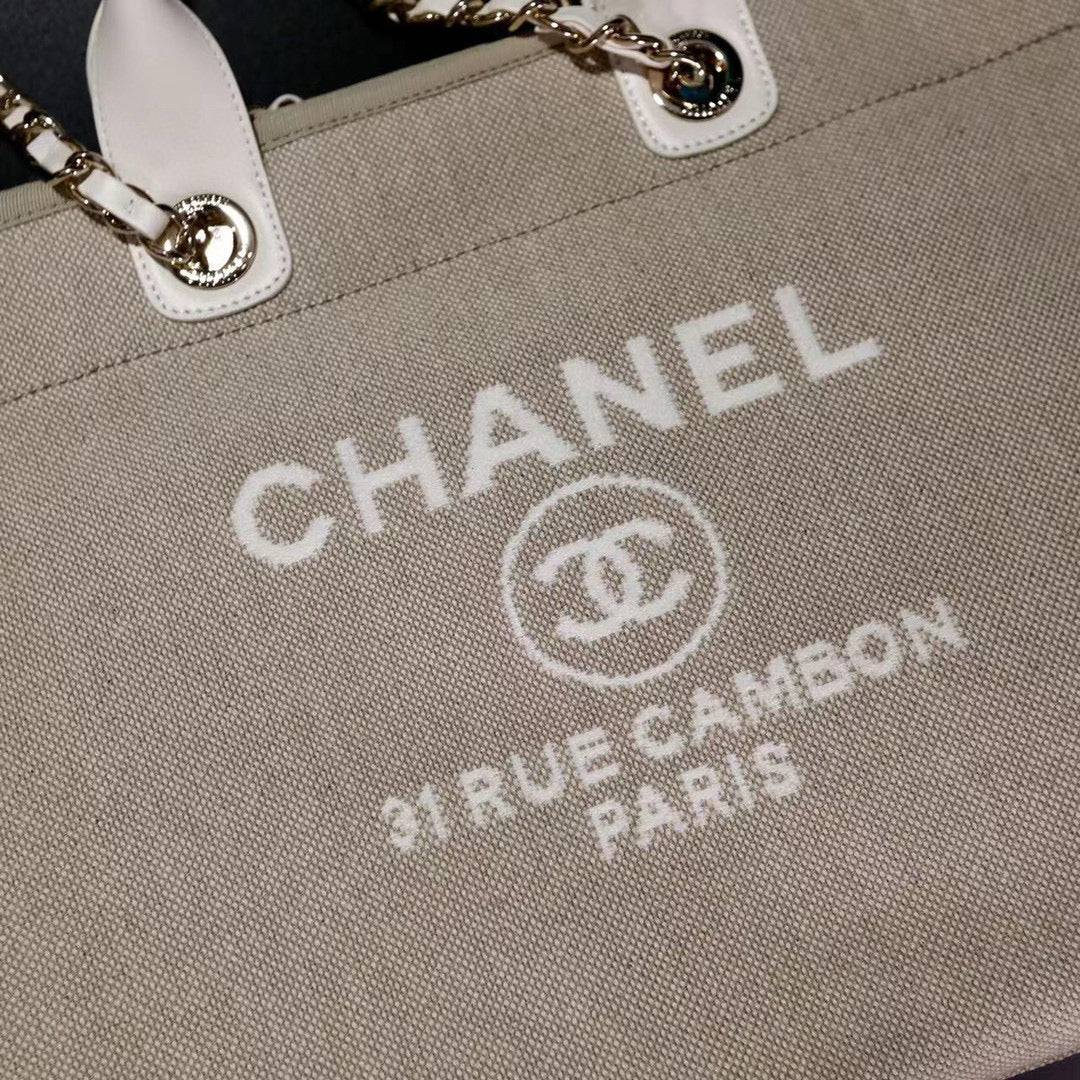 Sac cabas CC DEAUVILLE 39 en toile beige foncé