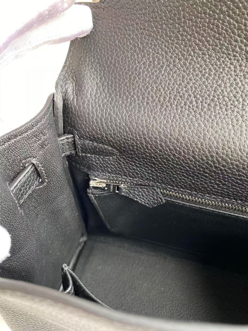 HM MINI KELLY 20CM CUIR TOGO NOIR QUINCAILLERIE ARGENTÉE