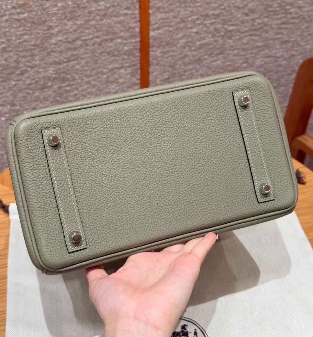 SAC HM BIRKIN 30 OLIVE TOGO QUINCAILLERIE ARGENTÉE