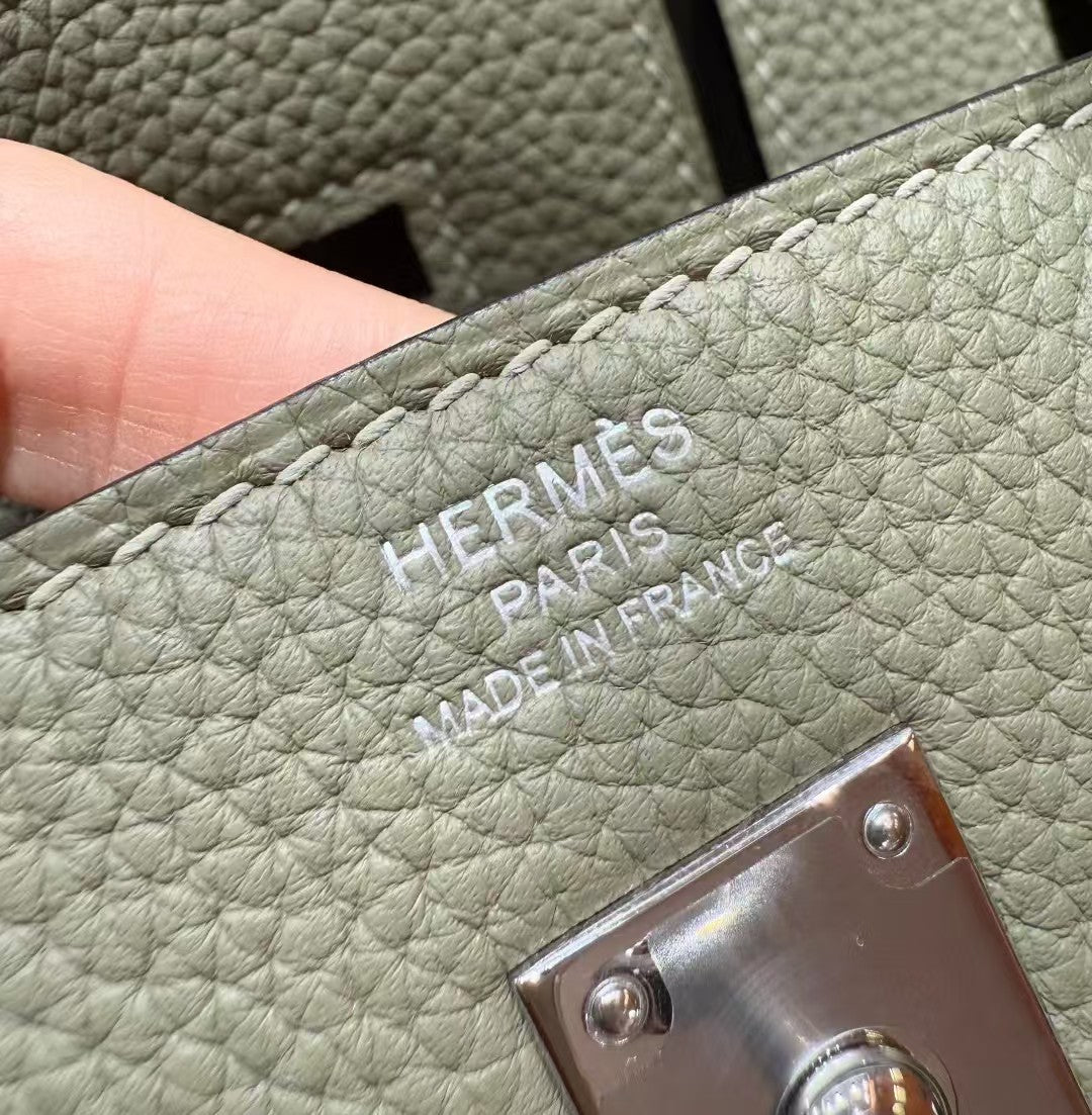 SAC HM BIRKIN 30 OLIVE TOGO QUINCAILLERIE ARGENTÉE