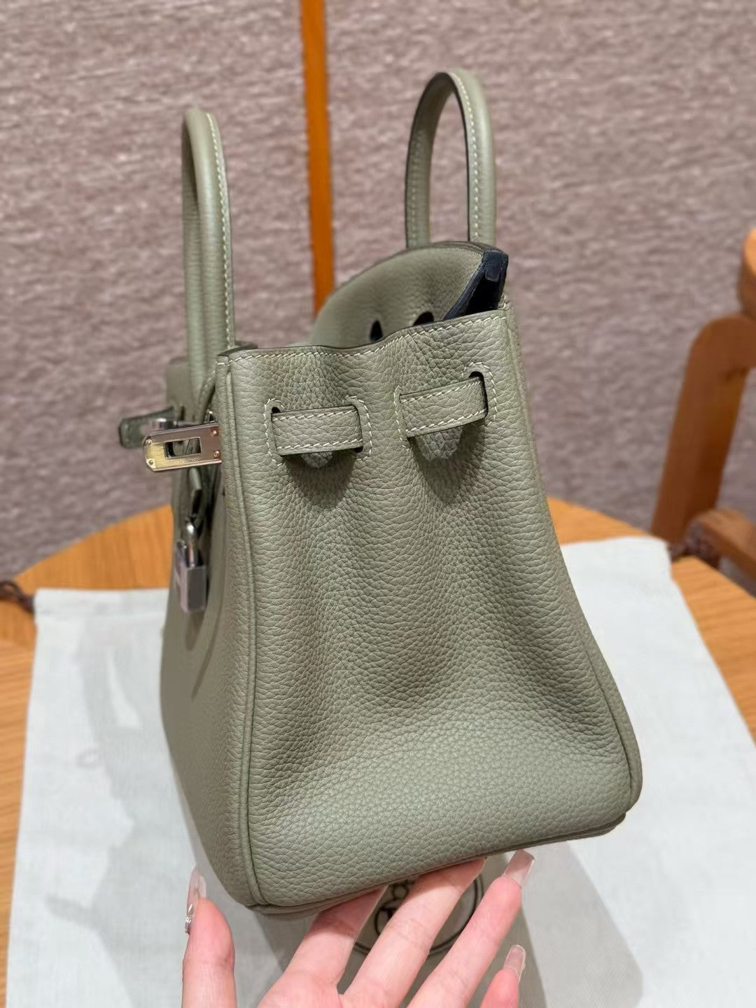 SAC HM BIRKIN 30 OLIVE TOGO QUINCAILLERIE ARGENTÉE