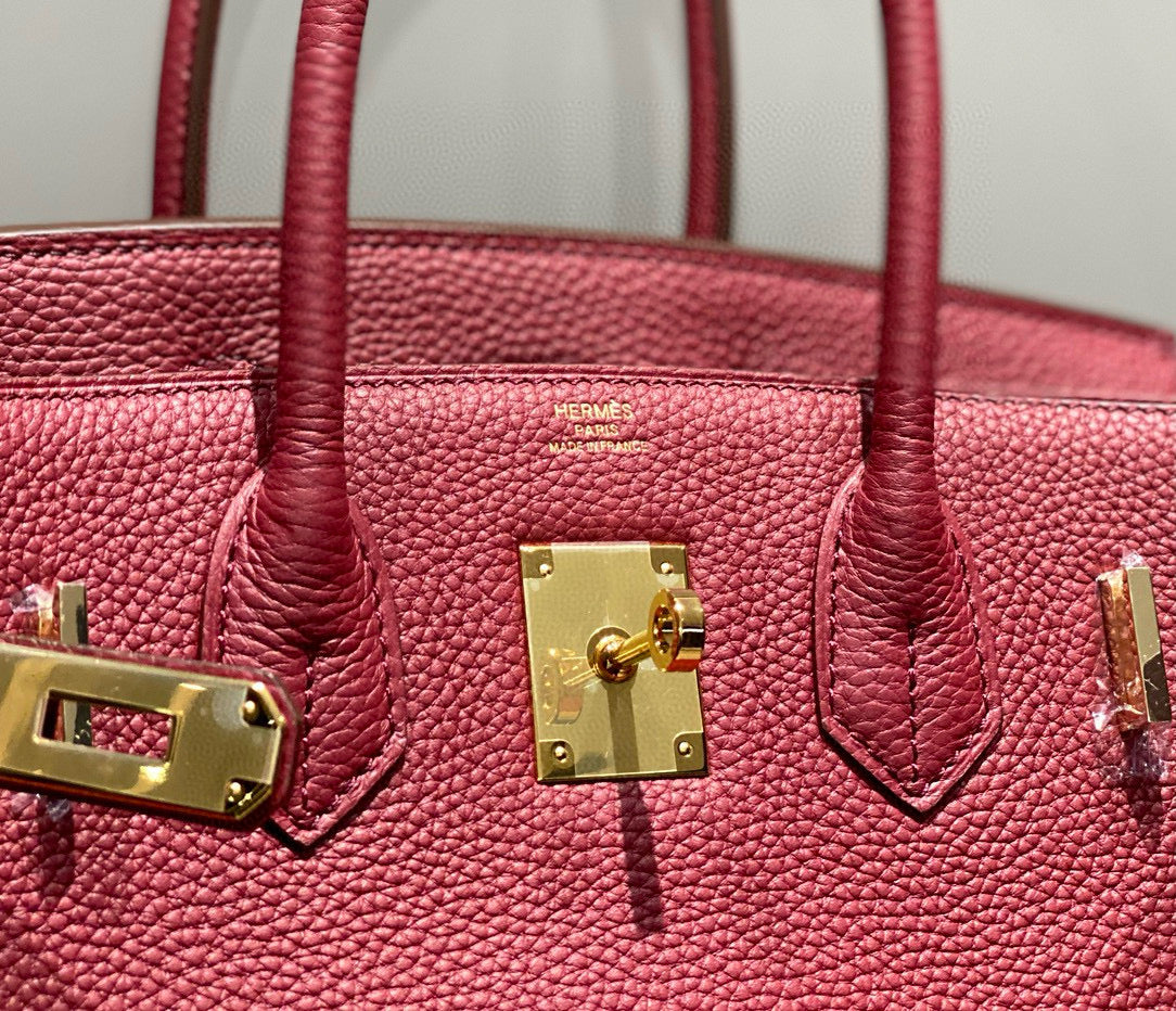 HM BIRKIN 25 CM CUIR DE VEAU BORDEAUX ACIER DORÉ