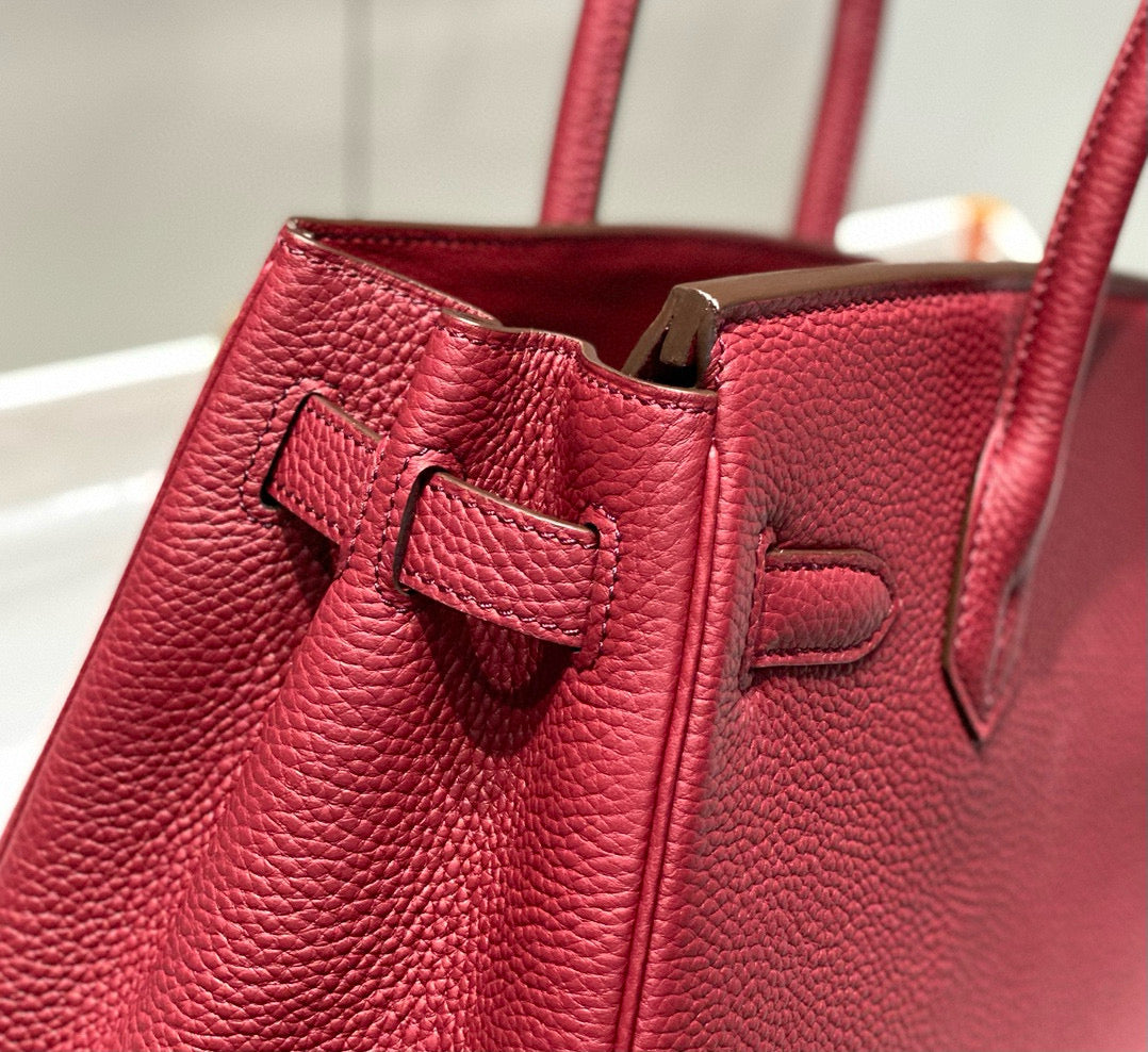 HM BIRKIN 25 CM CUIR DE VEAU BORDEAUX ACIER DORÉ