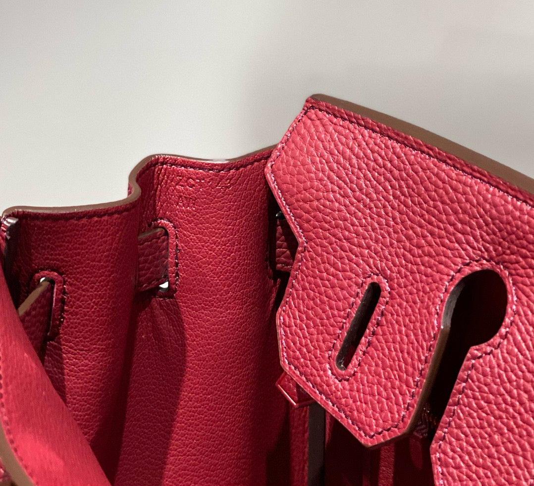 HM BIRKIN 25 CM CUIR DE VEAU BORDEAUX ACIER DORÉ