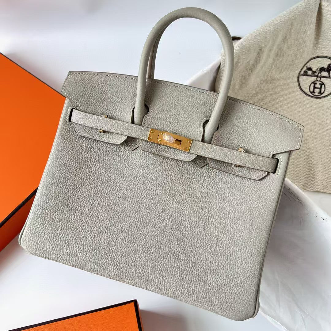 SAC HM BIRKIN GRIS PERLE CUIR TOGO QUINCAILLERIE DORÉ