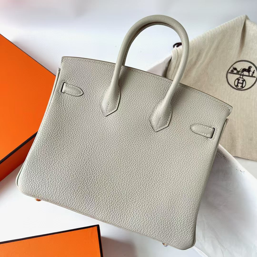 SAC HM BIRKIN GRIS PERLE CUIR TOGO QUINCAILLERIE DORÉ