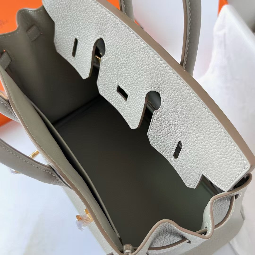 SAC HM BIRKIN GRIS PERLE CUIR TOGO QUINCAILLERIE DORÉ