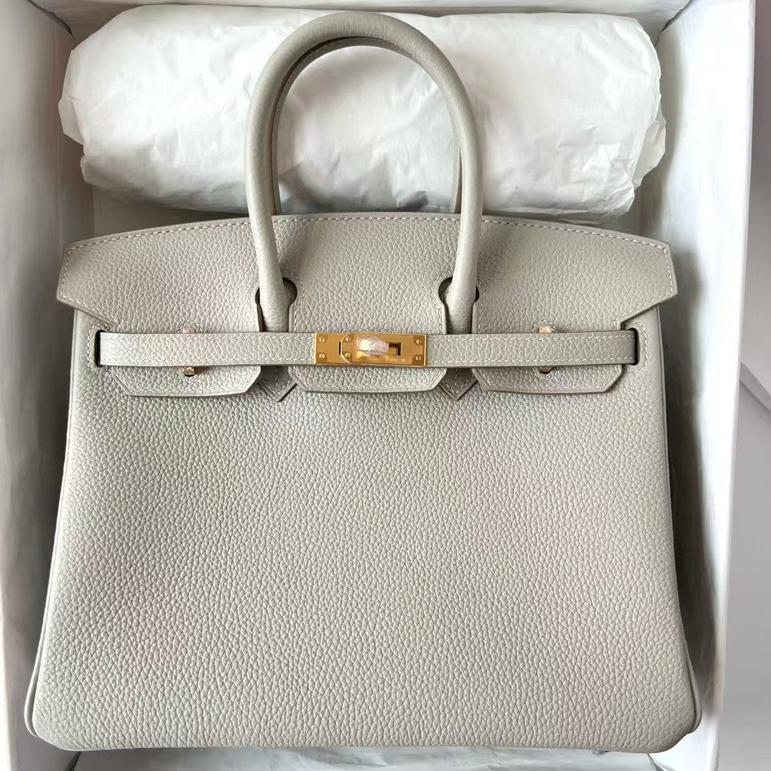 SAC HM BIRKIN GRIS PERLE CUIR TOGO QUINCAILLERIE DORÉ