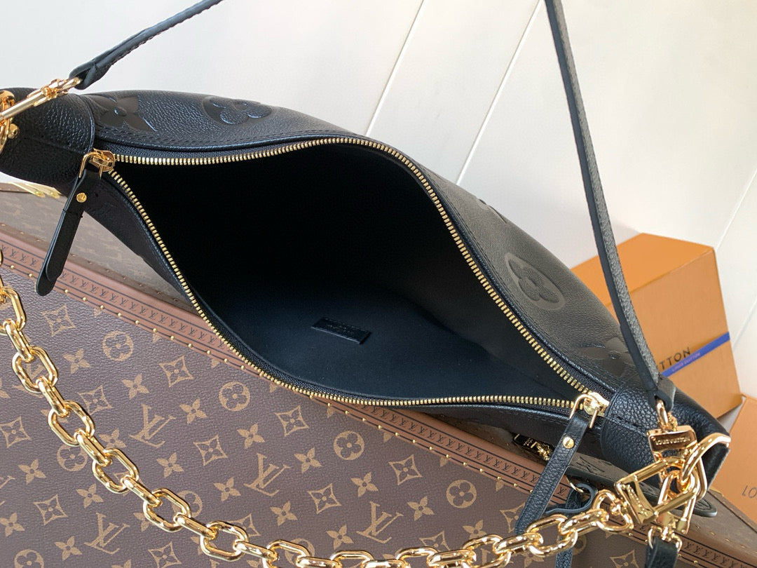 SAC HOBO LOOP LV 38 CM EN CUIR NOIR MONOGRAMME EMPREINTE