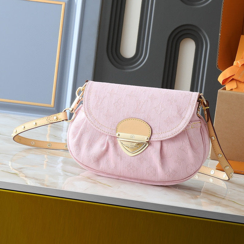 SAC LV SUNSET 27 CM MONOGRAMME ROSE DENIM QUINCAILLERIE DORÉ