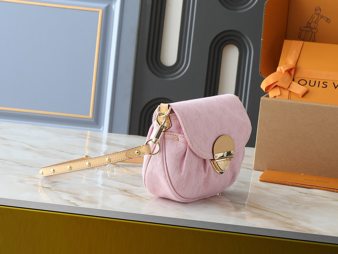 SAC LV SUNSET 27 CM MONOGRAMME ROSE DENIM QUINCAILLERIE DORÉ