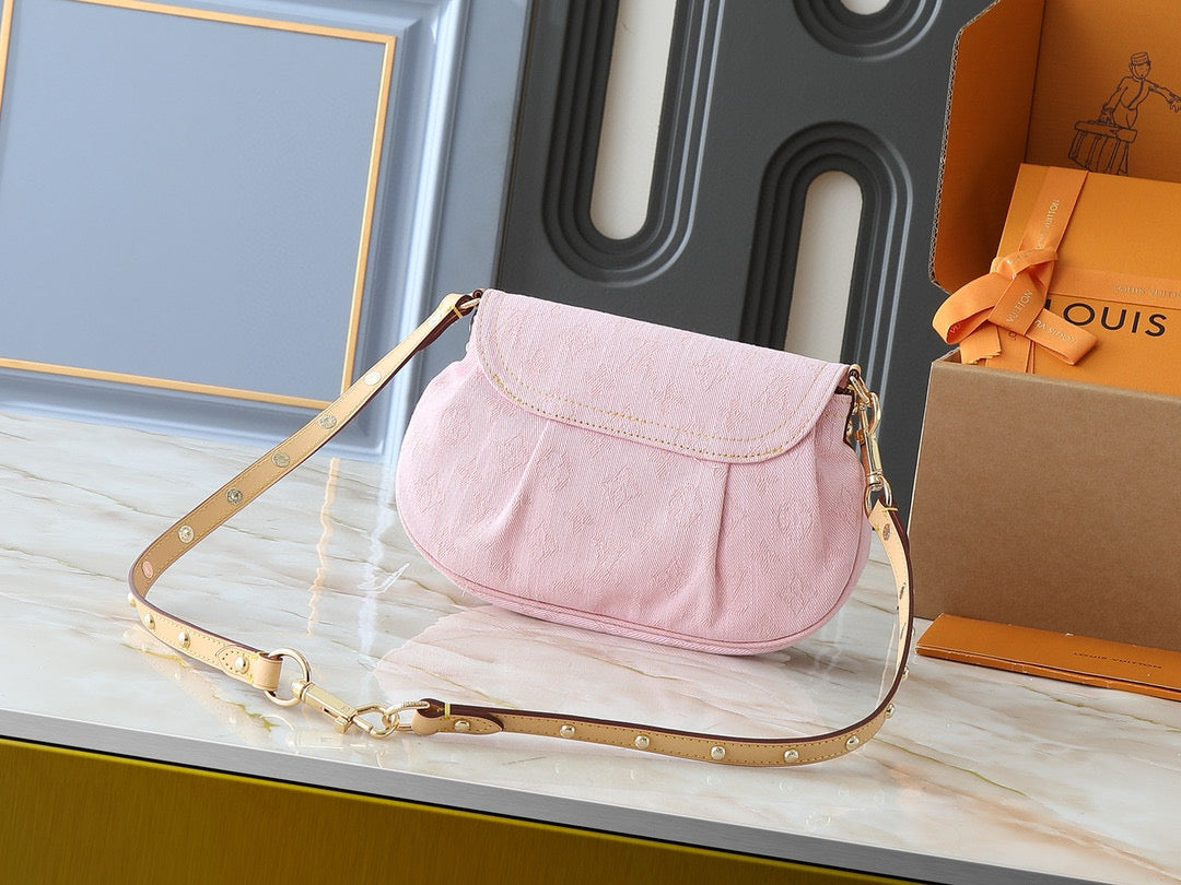 SAC LV SUNSET 27 CM MONOGRAMME ROSE DENIM QUINCAILLERIE DORÉ