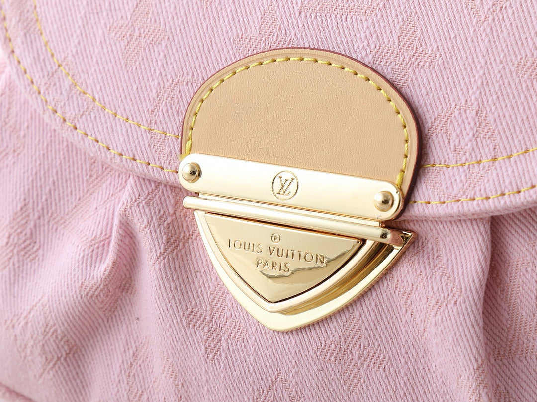 SAC LV SUNSET 27 CM MONOGRAMME ROSE DENIM QUINCAILLERIE DORÉ